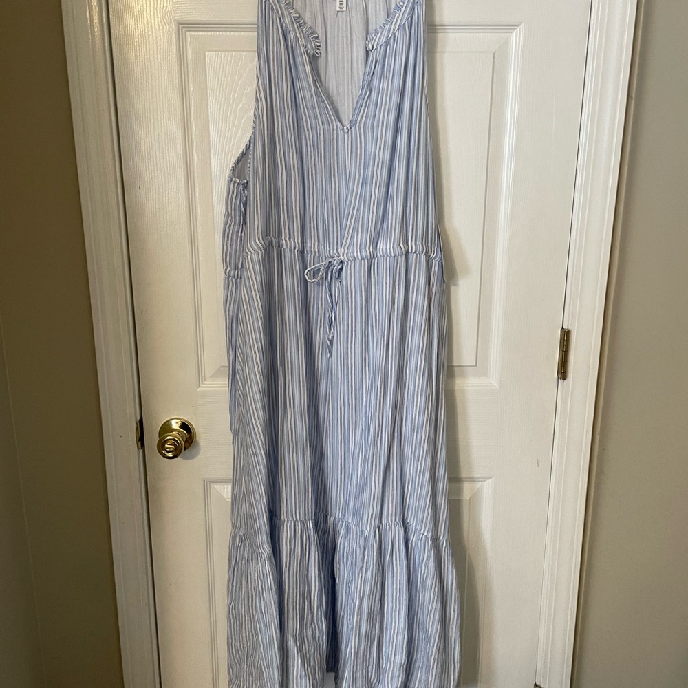 Time and Tru Light Blue and White Striped Dress